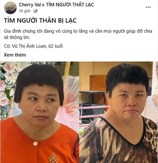 Ảnh tìm kiếm: Tìm người nhà: Vũ Thị Ánh Loan