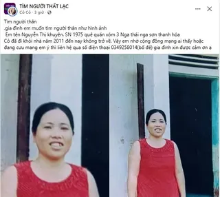 Ảnh tìm kiếm: Tìm người nhà: Nguyễn Thị Khuyên (sinh năm 1975, Thanh Hóa)