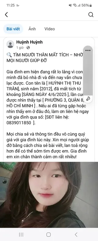 Ảnh tìm kiếm: Nhờ mọi người giúp đỡ tìm bé ạ